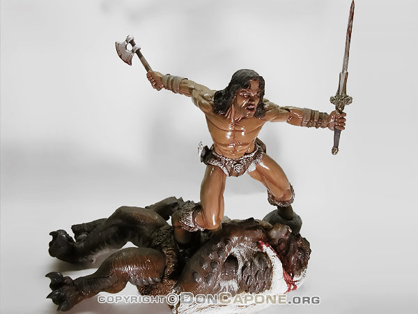 Slightly Resembles Conan the Barbarian Resin Model Kit in our opinion. This is not the licensed Conan the Barbarian Model Kit Statue. This is the Cimmerian Warrior fighting Monster Model Statue - Shawn Nagle Nagle Works